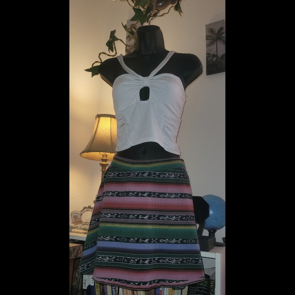 Rare Unique Vintage Colorful Striped Women's Skirt
